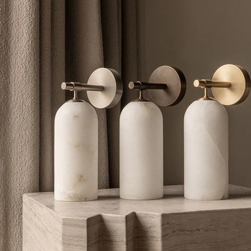 Alabaster Pillar Wall Sconce