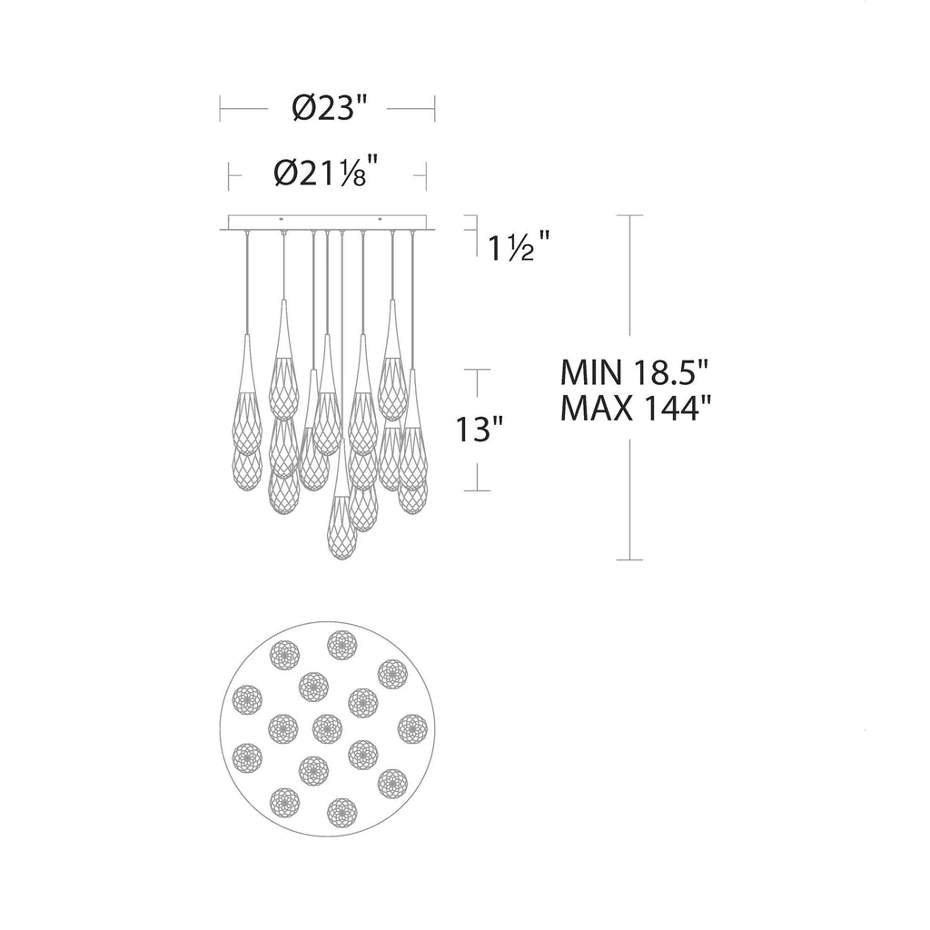 Hibiscus LED Crystal Multi Chandelier
