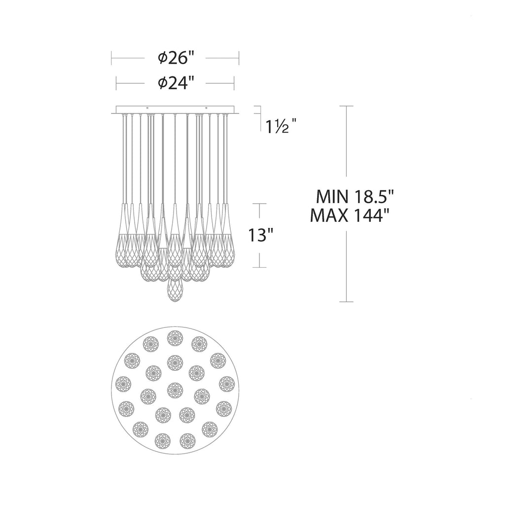 Hibiscus LED Crystal Multi Chandelier
