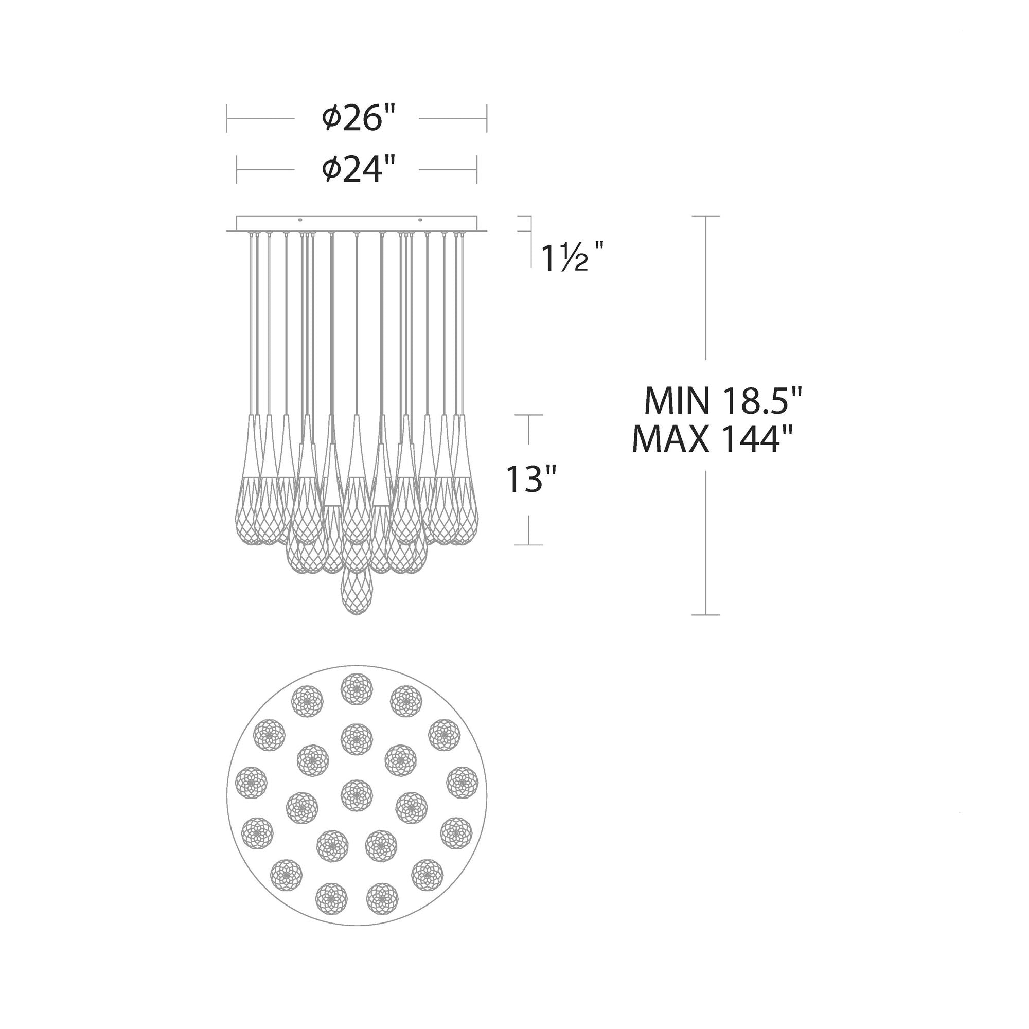 Hibiscus LED Crystal Multi Chandelier